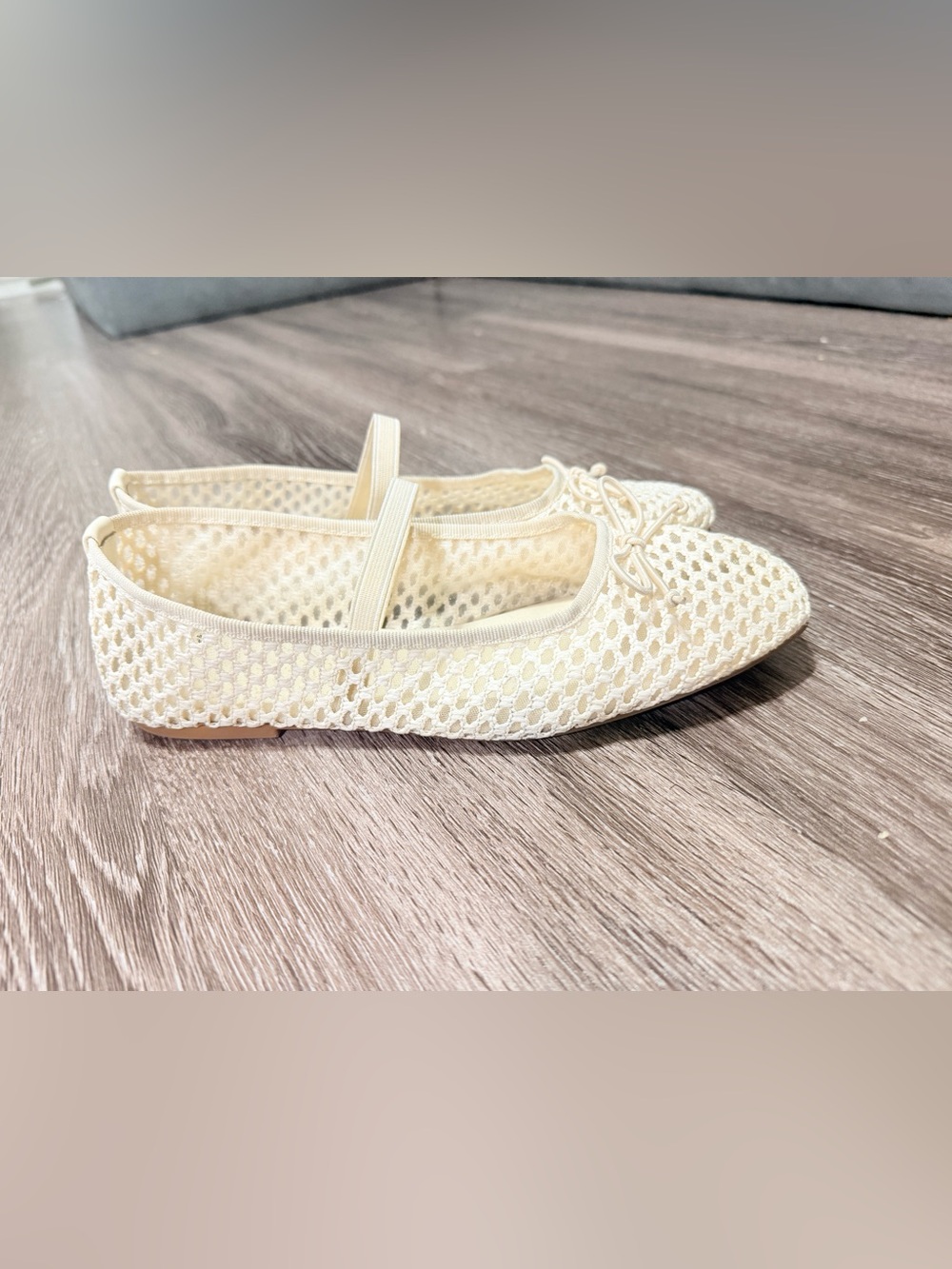 Nicole Miller Mesh Mary Jane Ballet Flats Bow Strap Slip On Square Toe US 8.5 - Picture 3 of 7